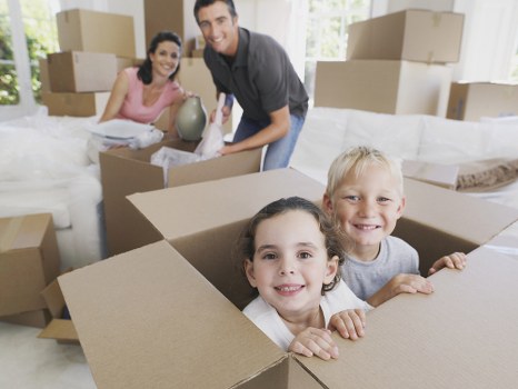Professional man and van helping with moving boxes in Lee