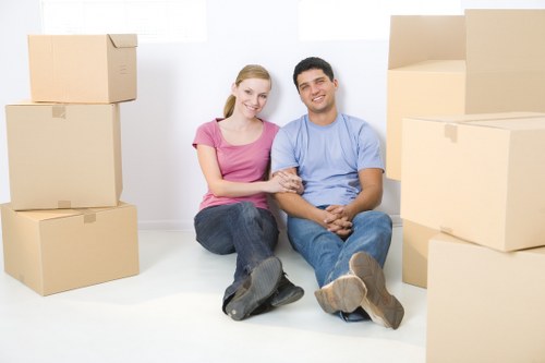 Apartment removals planning in Lee with moving boxes