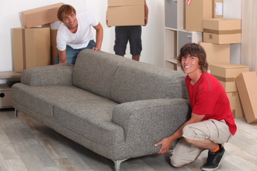 Packed office technology ready for transport during a Lee business move